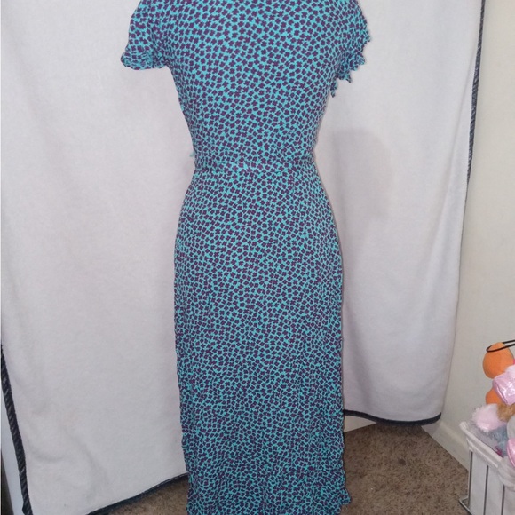 Band of Gypsies Teal and Bergundy Floral Patterned Midi Wrap Dress NWT - Picture 4 of 12
